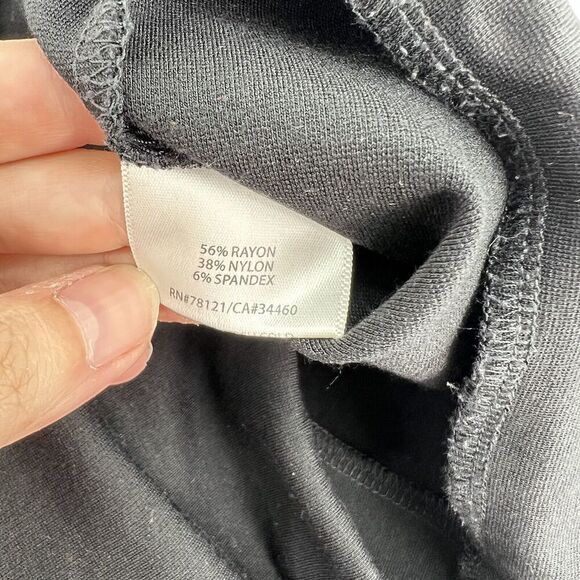 Eileen Fisher Black Stretch Knit Pants Pull On Cropped Ankle Zip, Size S - Picture 4 of 4